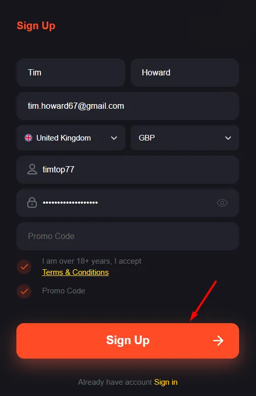 FreshBet Quick Registration Process